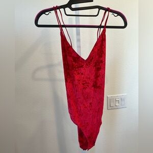 H&M Divided Red Velvet Bodysuit